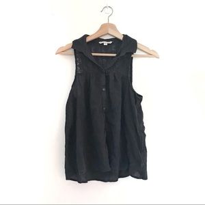 AE Grey Sleeveless Blouse w/ Crochet Detail EUC S